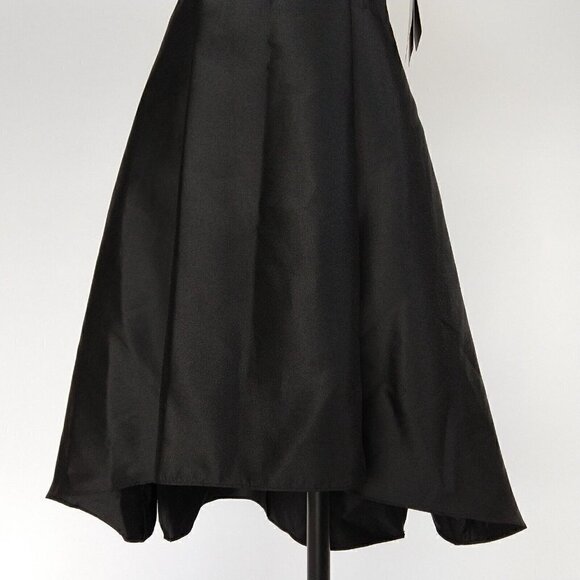 Adrianna Papell Mikado Fit & Flare Dress Black Size 2 NWT Beaded Hi Low Pockets - Picture 6 of 12